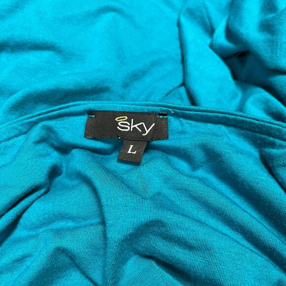 Sky Women's Halter Top Teal Blue Plunge‎ Leather Tie Sexy Boho NEW Large - Picture 4 of 4